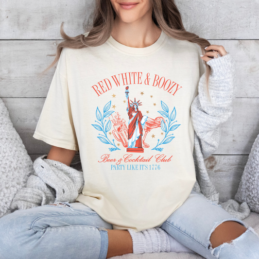 Red White & Boozy Comfort Colors Tshirt