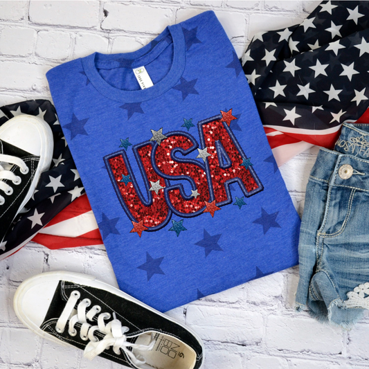 Faux Glitter Stars Tee