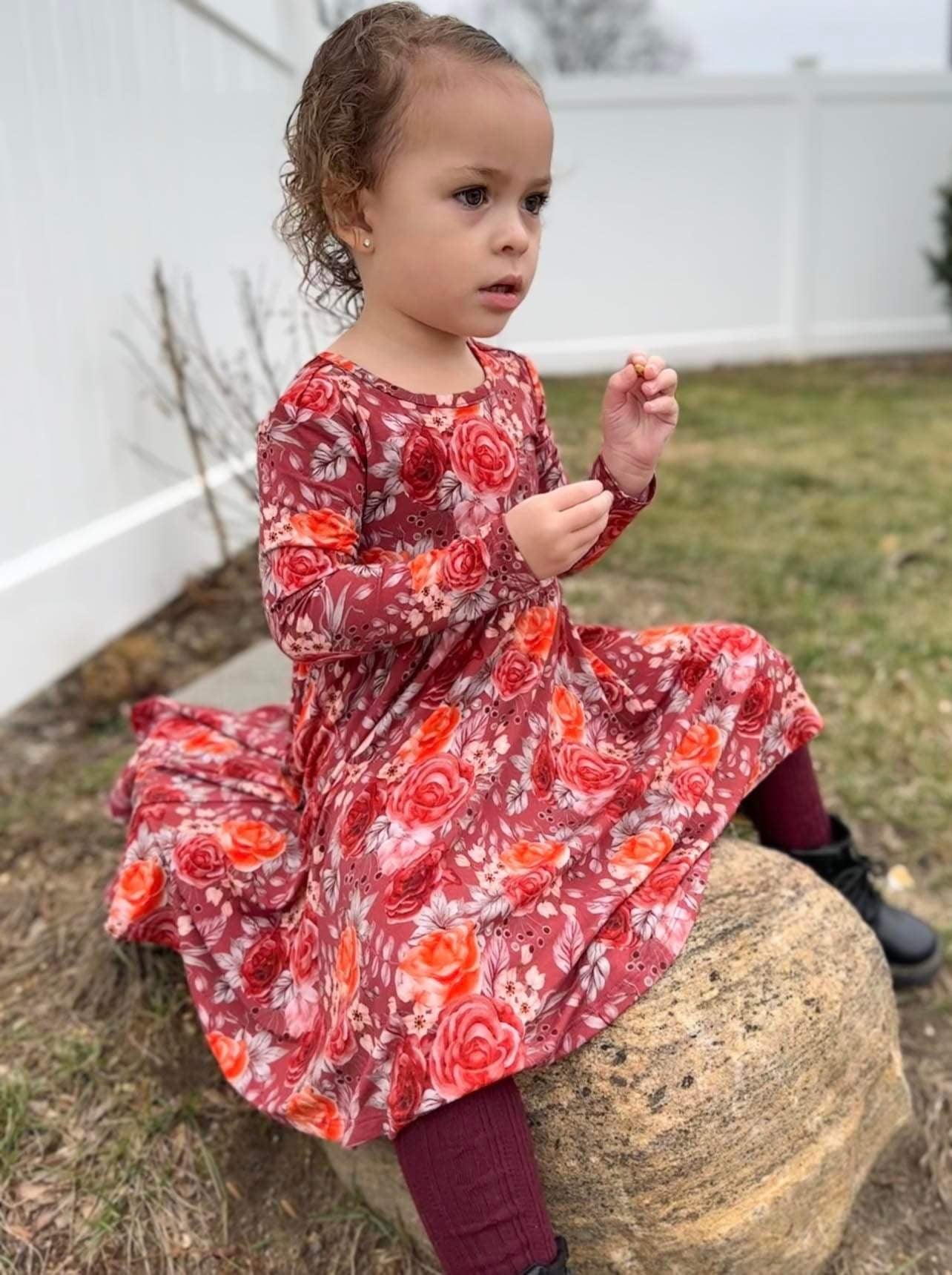 Rustic Rose Long Sleeve Toddler Dress